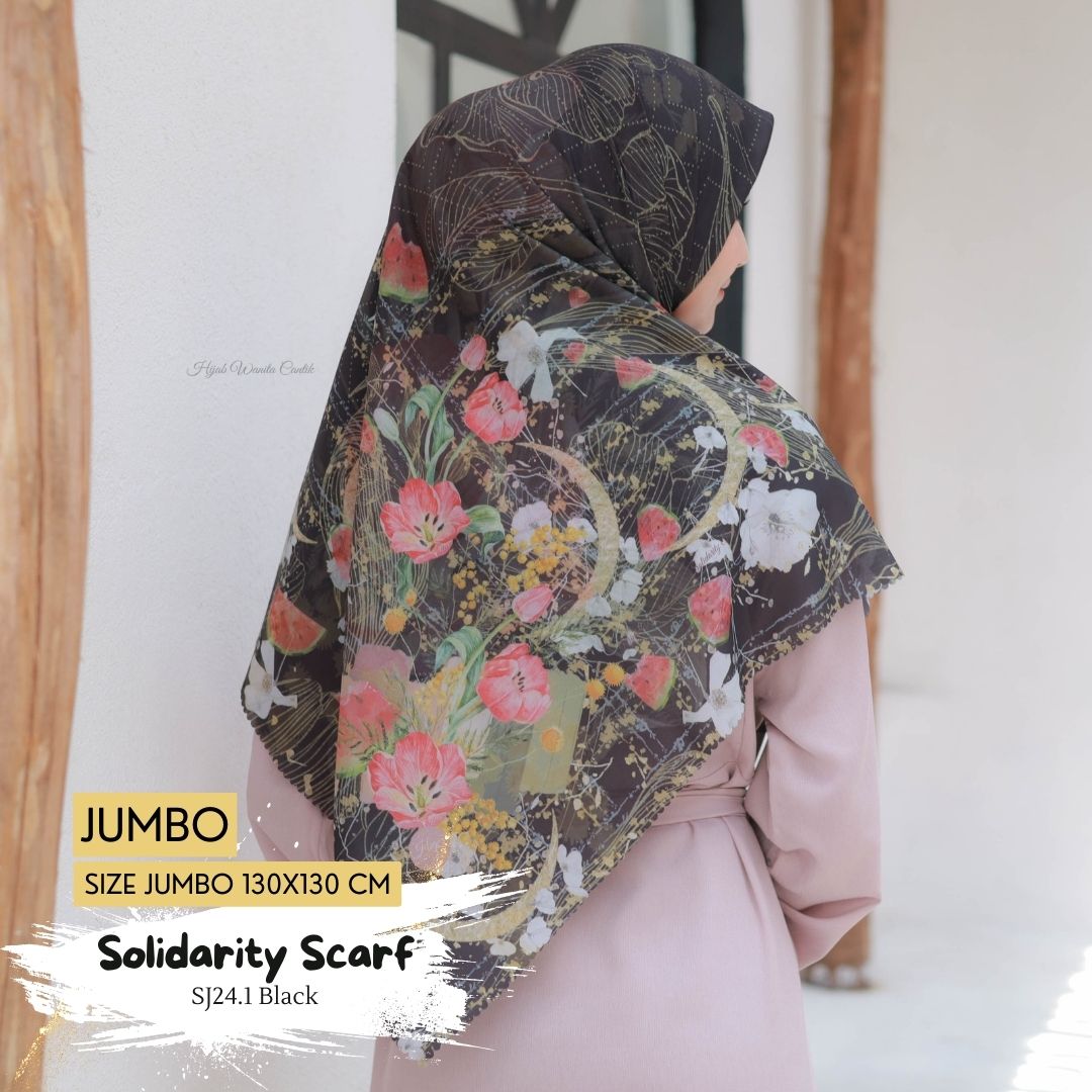 [BELI 3 GRATIS 1] Solidarity Scarf JUMBO - SJ24.1 Black