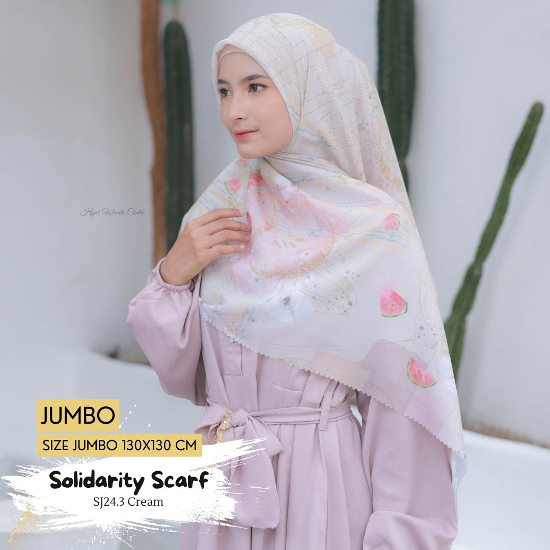 [BELI 3 GRATIS 1] Solidarity Scarf JUMBO - SJ24.3 Cream