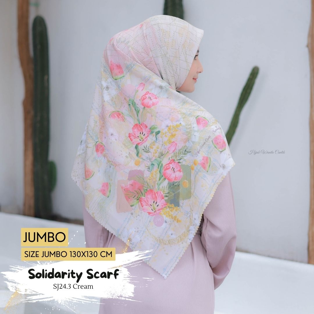 [BELI 3 GRATIS 1] Solidarity Scarf JUMBO - SJ24.3 Cream