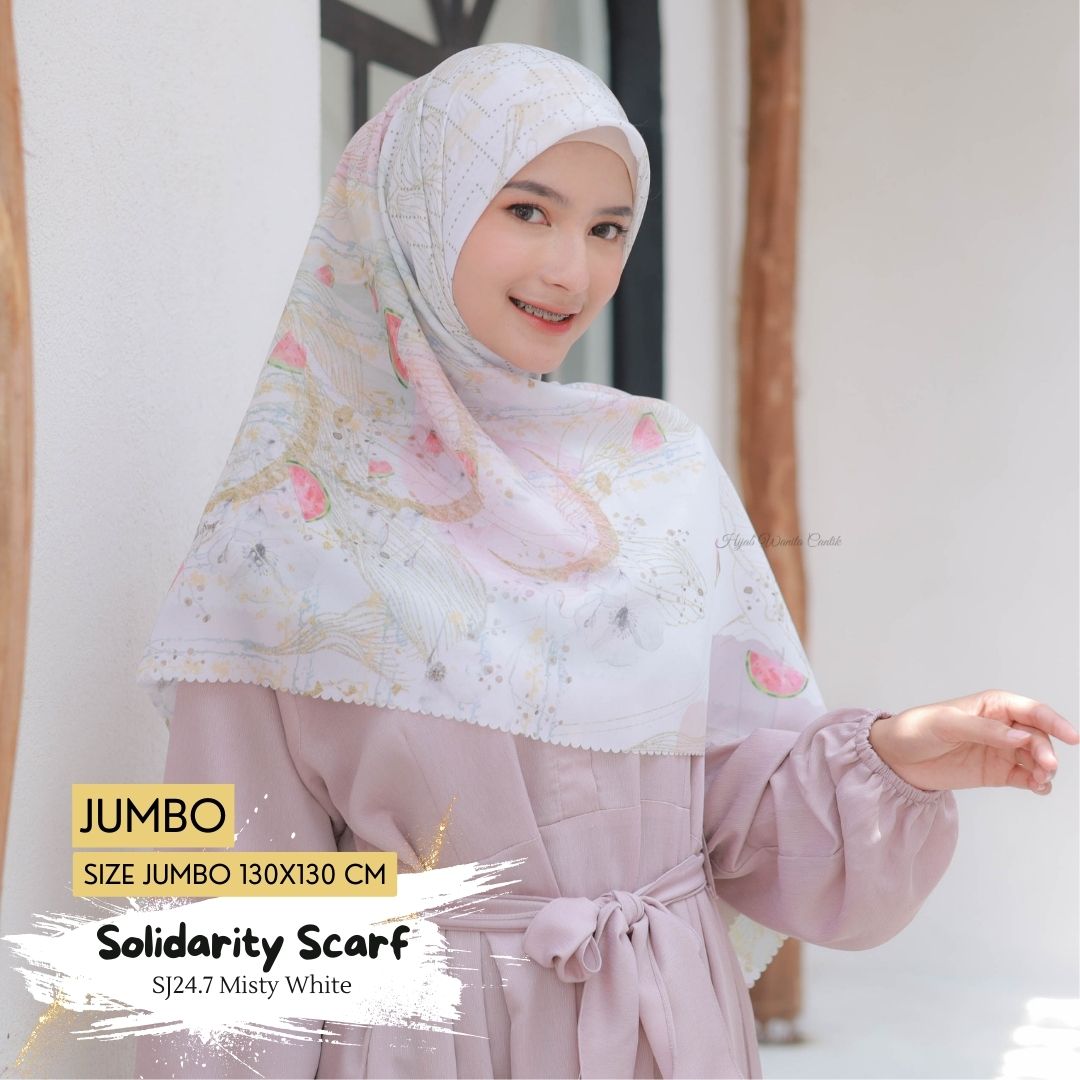 [BELI 3 GRATIS 1] Solidarity Scarf JUMBO - SJ24.7 Misty White