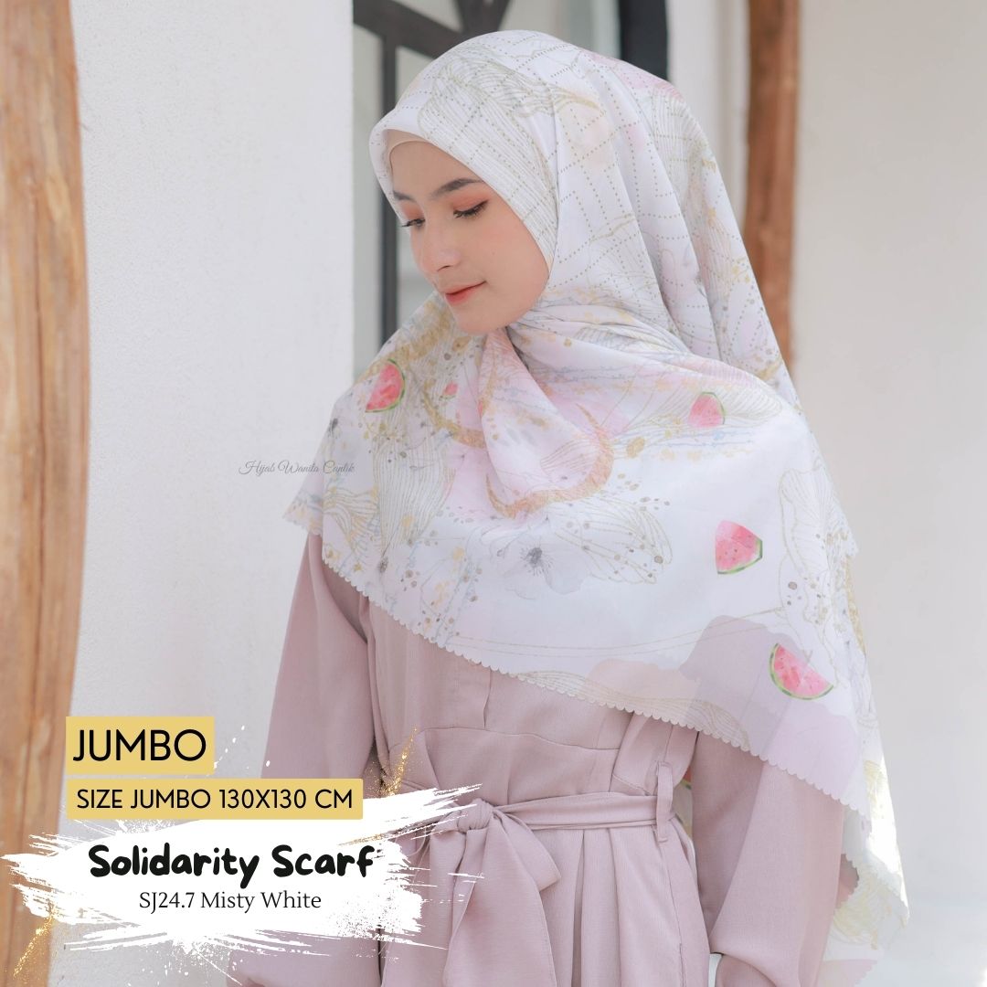 [BELI 3 GRATIS 1] Solidarity Scarf JUMBO - SJ24.7 Misty White