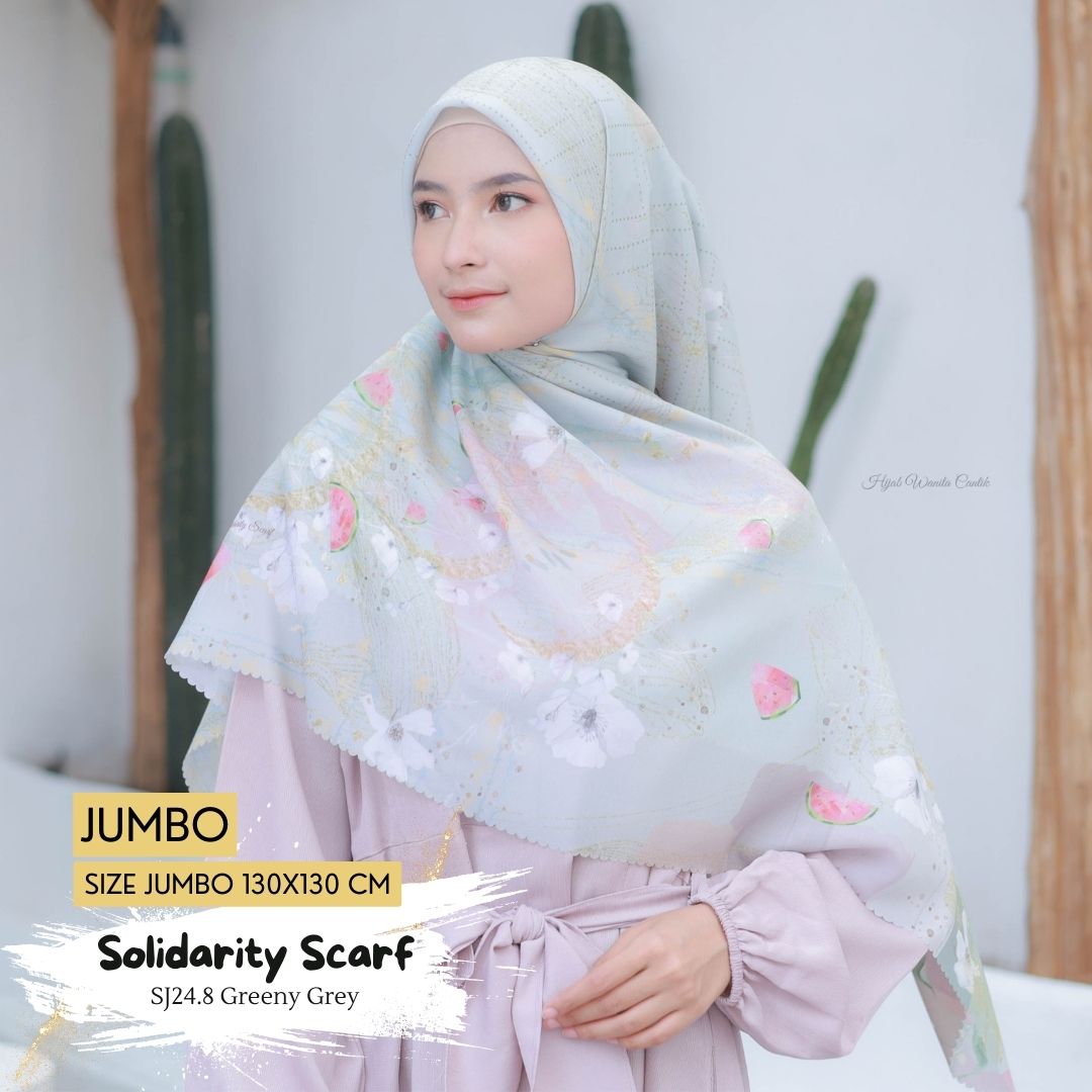 [BELI 3 GRATIS 1] Solidarity Scarf JUMBO - SJ24.8 Greeny Grey