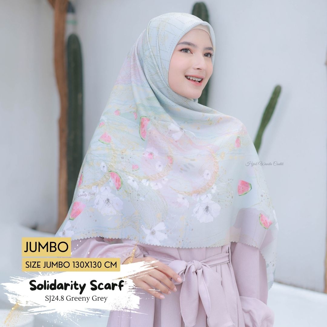 [BELI 3 GRATIS 1] Solidarity Scarf JUMBO - SJ24.8 Greeny Grey