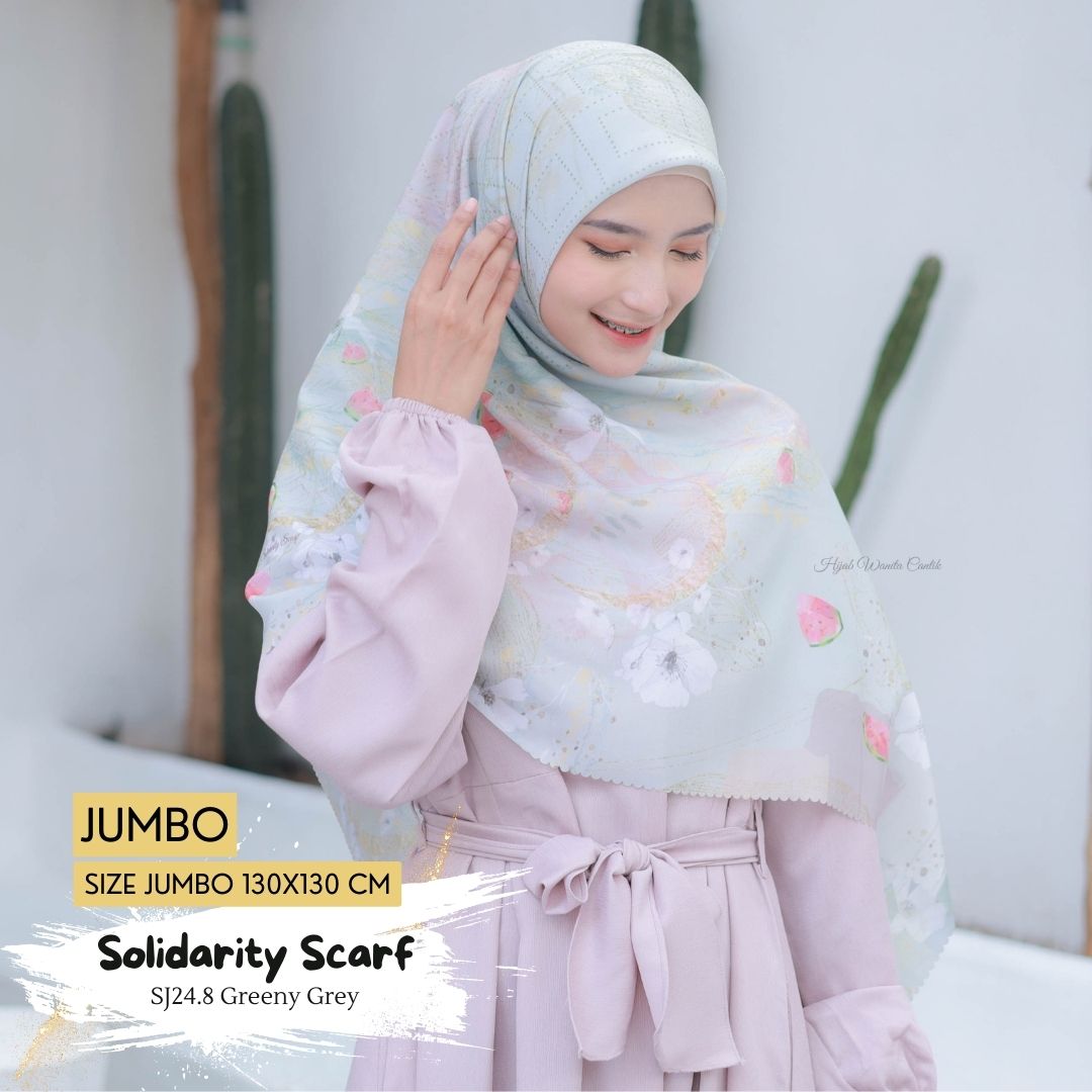 [BELI 3 GRATIS 1] Solidarity Scarf JUMBO - SJ24.8 Greeny Grey