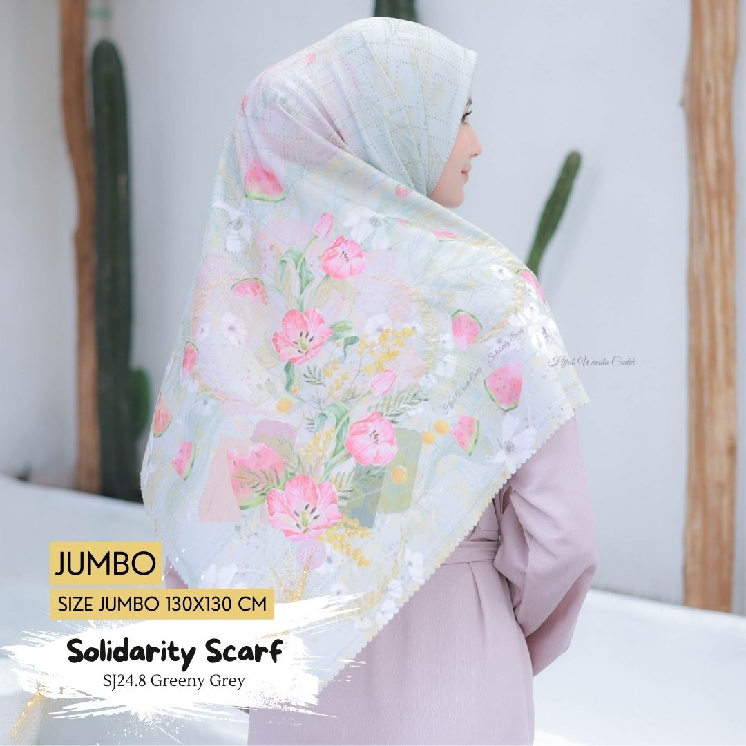 [BELI 3 GRATIS 1] Solidarity Scarf JUMBO - SJ24.8 Greeny Grey