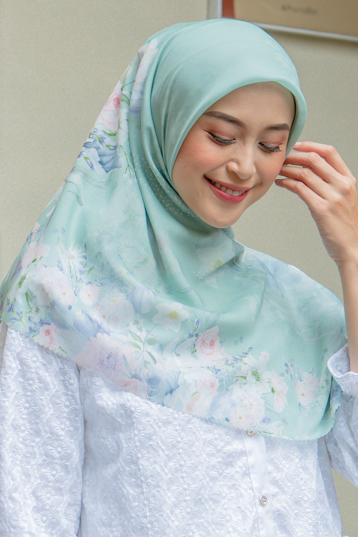 Dahlia - Scarf Square British Voal | Sage - LIA7.9