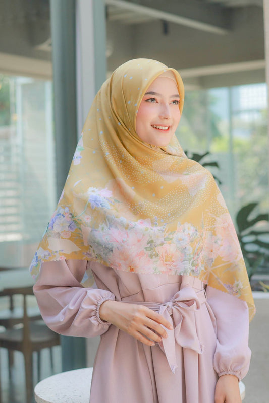 Dahlia - Scarf Square Premium Polycotton XL | Gold - JH97.8