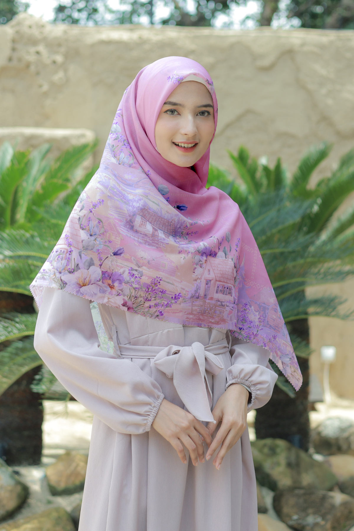 Lavender JUMBO - Scarf Square Premium Polycotton XL | Pastel Pink - LJ57.8