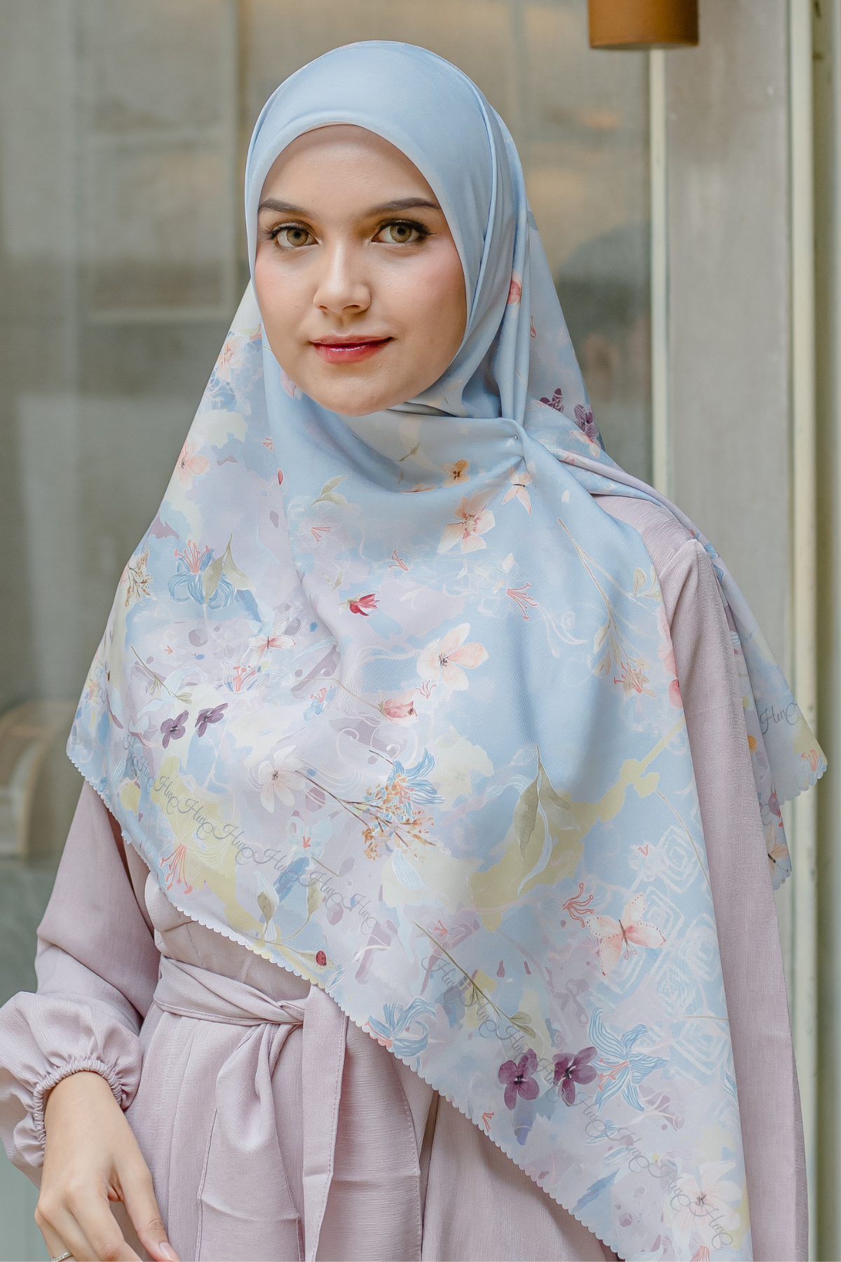 Verbena - Scarf Square Premium Polycotton XL -  Grey - VJ26.12