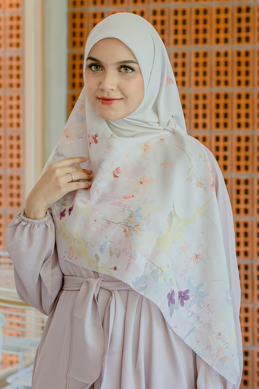 [ BUY 3 GET 1 FREE HIJAB ] Verbena - Scarf Square Premium Polycotton XL - Buttercream - VJ26.14