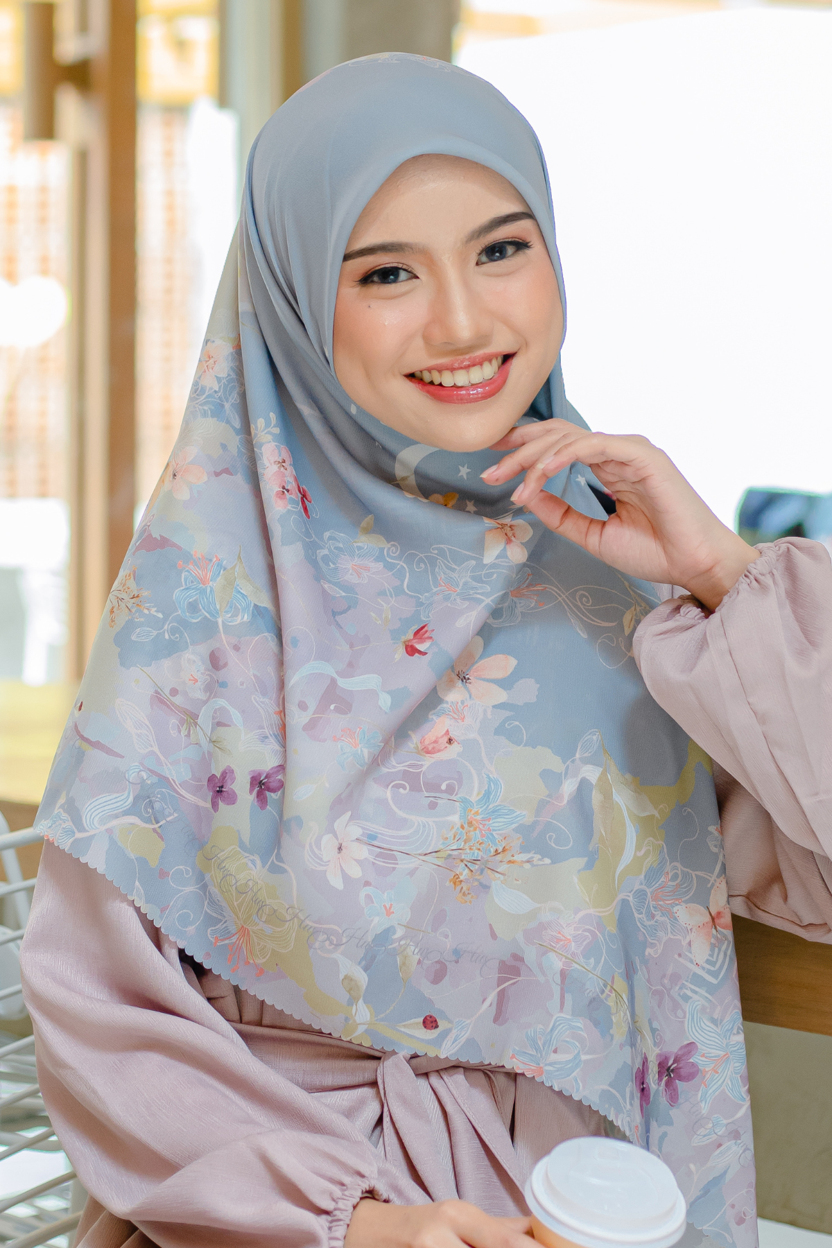 Verbena - Scarf Square Premium Polycotton XL - Ash Grey - VJ26.15