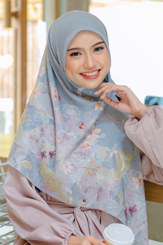 [ BUY 3 GET 1 FREE HIJAB ] Verbena - Scarf Square Premium Polycotton XL - Ash Grey - VJ26.15