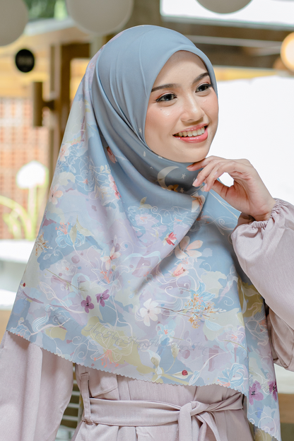 [ BUY 3 GET 1 FREE HIJAB ] Verbena - Scarf Square Premium Polycotton XL - Ash Grey - VJ26.15