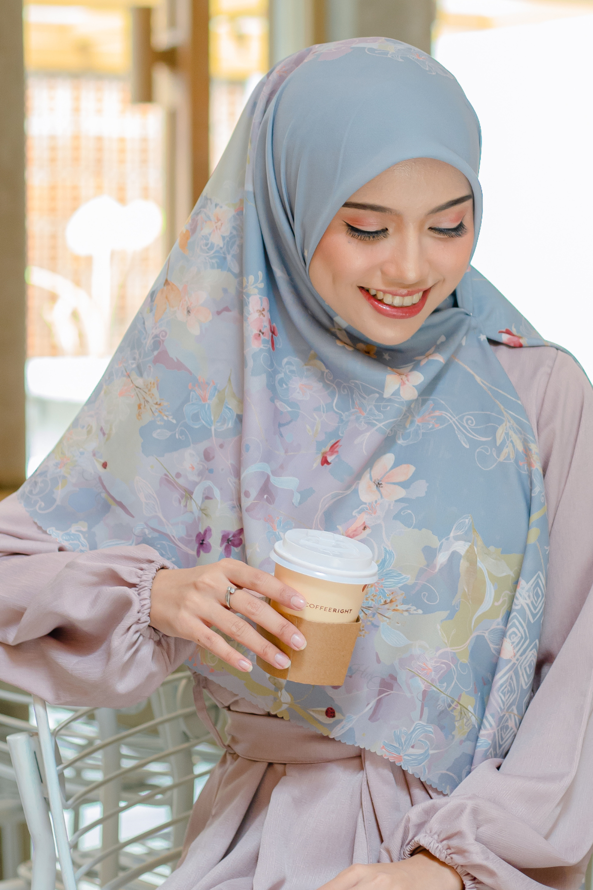 [ BUY 3 GET 1 FREE HIJAB ] Verbena - Scarf Square Premium Polycotton XL - Ash Grey - VJ26.15