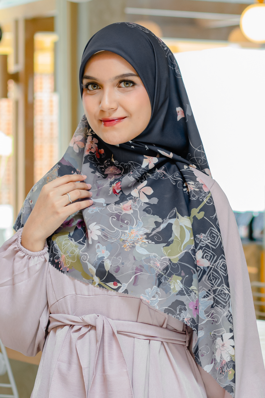 [ BUY 3 GET 1 FREE HIJAB ] Verbena - Scarf Square Premium Polycotton XL - Black - VJ26.1