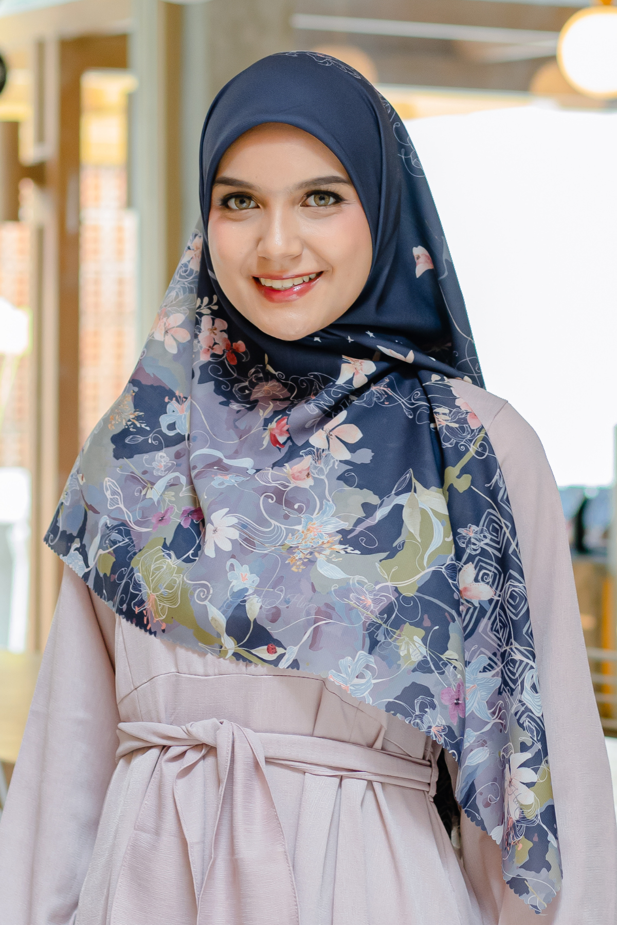 [ BUY 3 GET 1 FREE HIJAB ] Verbena - Scarf Square Premium Polycotton XL - Navy -  VJ26.2
