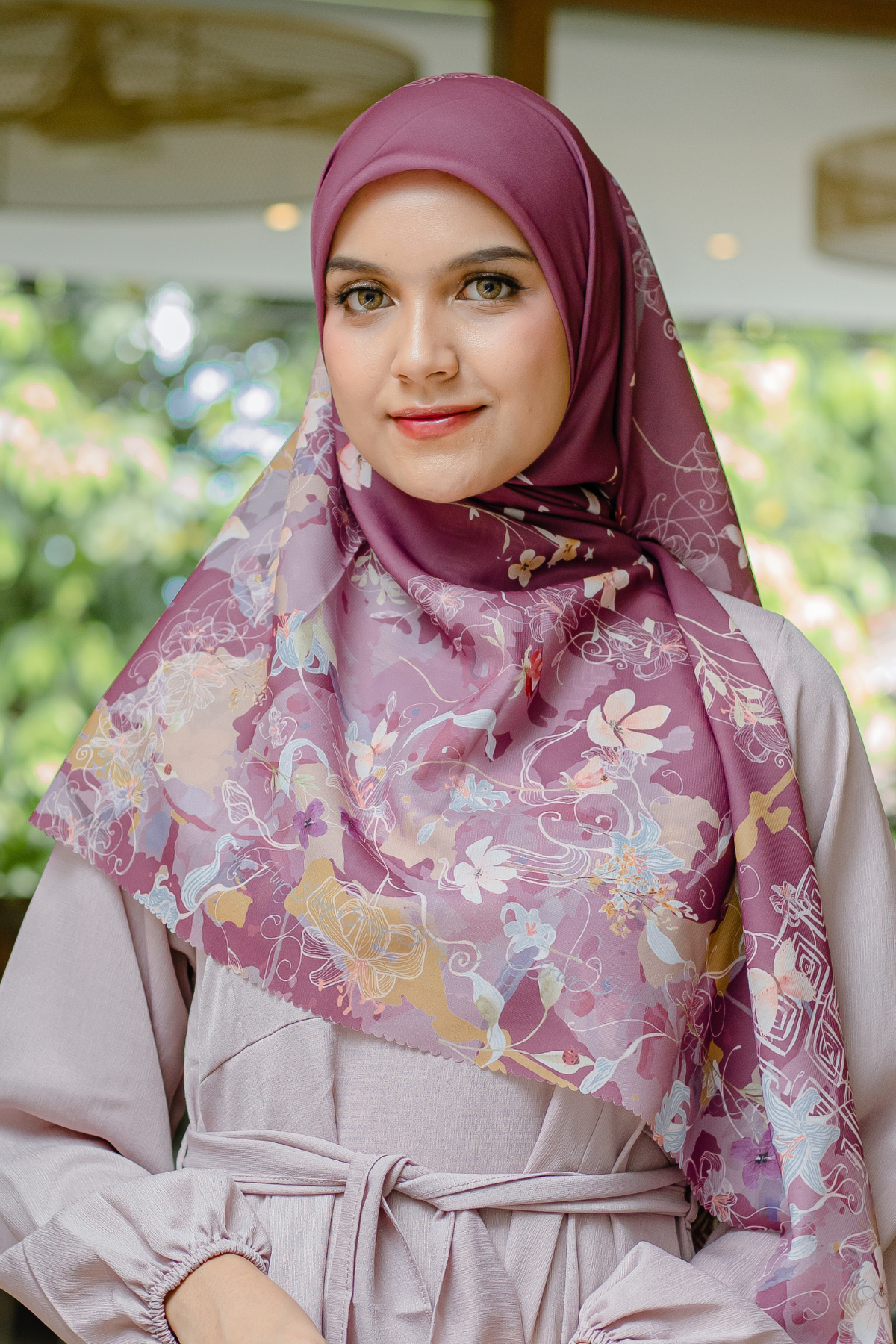 Verbena - Scarf Square Premium Polycotton XL -  Maroon - VJ26.3