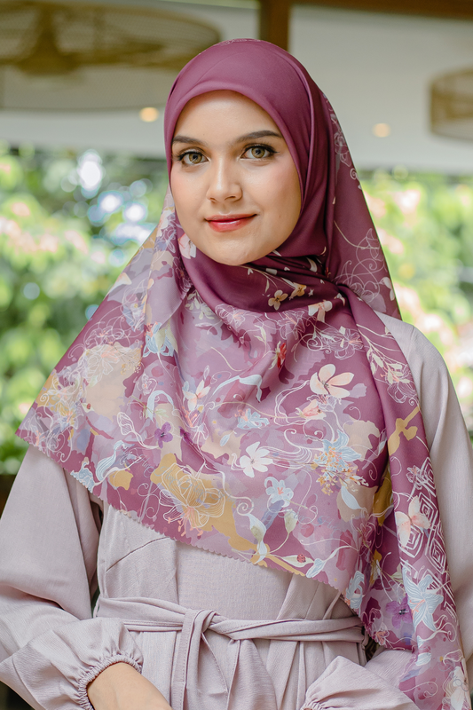 [ BUY 3 GET 1 FREE HIJAB ] Verbena - Scarf Square Premium Polycotton XL -  Maroon - VJ26.3