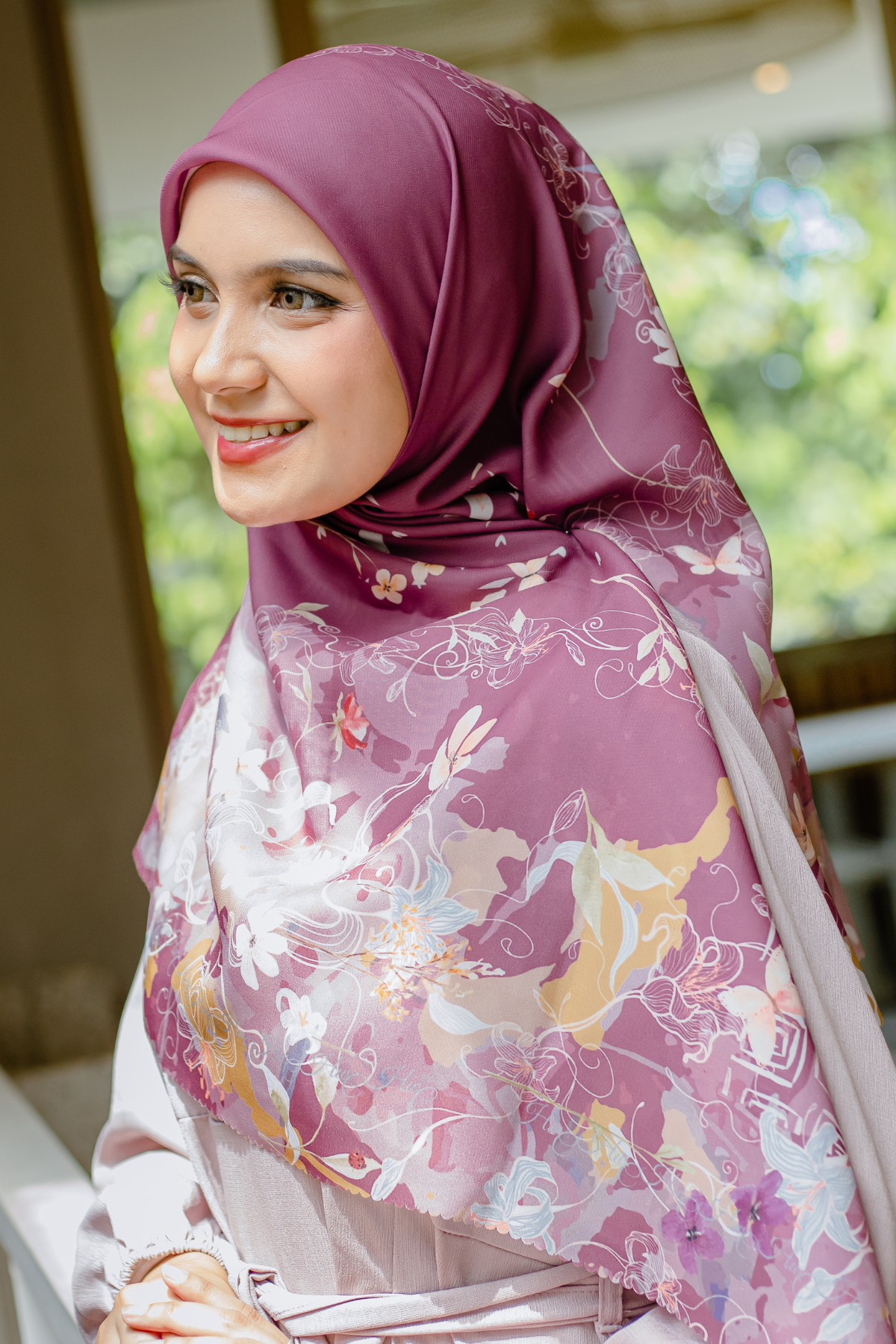 [ BUY 3 GET 1 FREE HIJAB ] Verbena - Scarf Square Premium Polycotton XL -  Maroon - VJ26.3