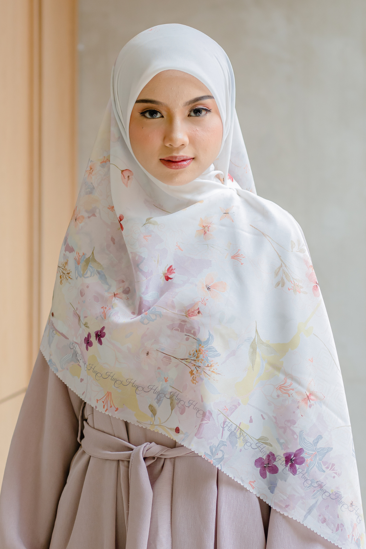 Verbena - Scarf Square Premium Polycotton XL - Snow White - VJ26.4