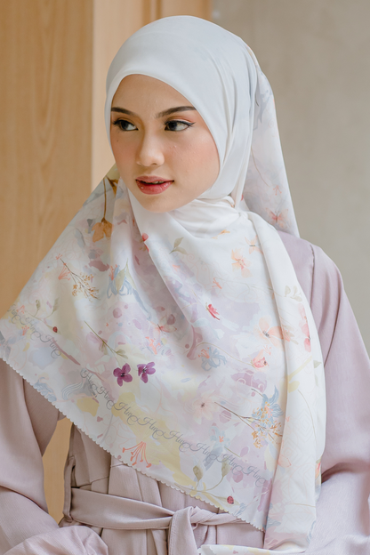 [ BUY 3 GET 1 FREE HIJAB ] Verbena - Scarf Square Premium Polycotton XL - Snow White - VJ26.4