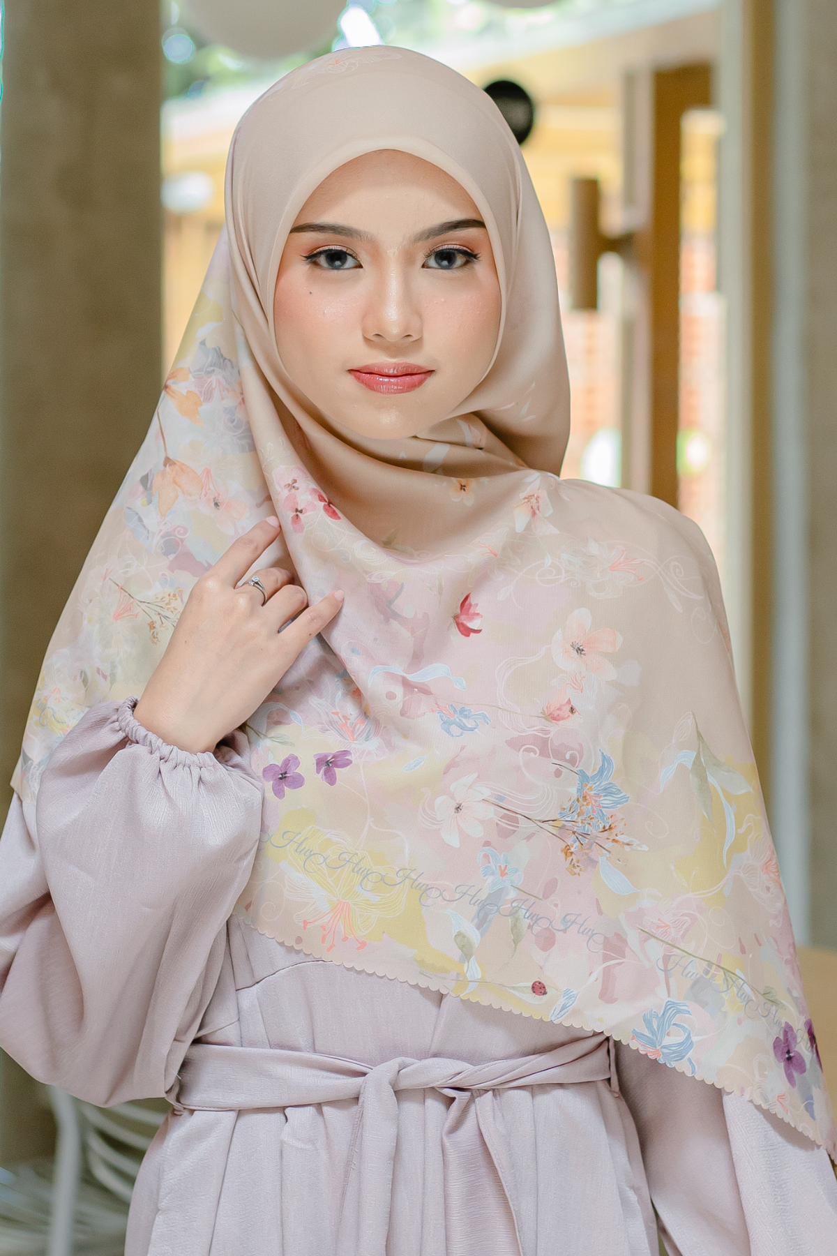 Verbena - Scarf Square Premium Polycotton XL - Sand - VJ26.5