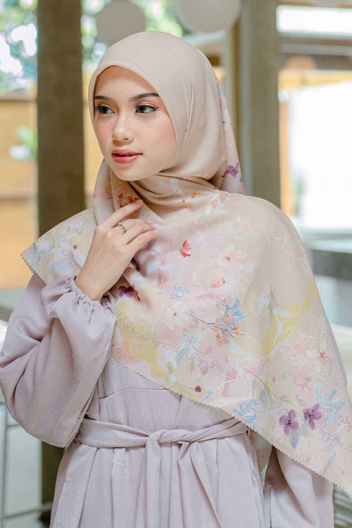 Verbena - Scarf Square Premium Polycotton XL - Sand - VJ26.5