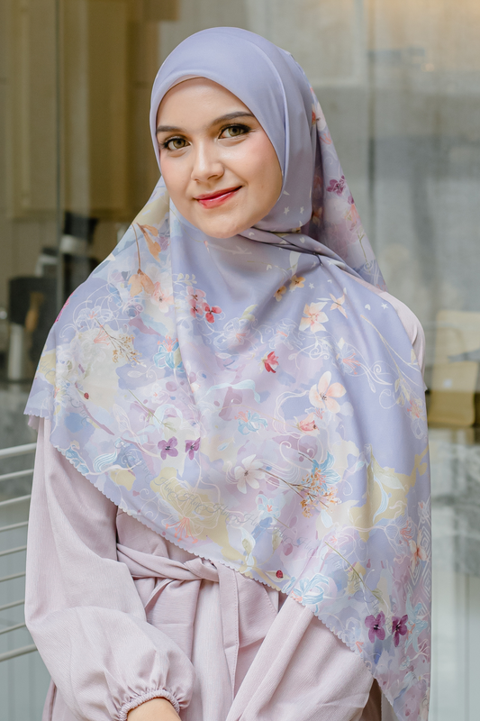 [ BUY 3 GET 1 FREE HIJAB ] Verbena - Scarf Square Premium Polycotton XL - Purple - VJ26.6