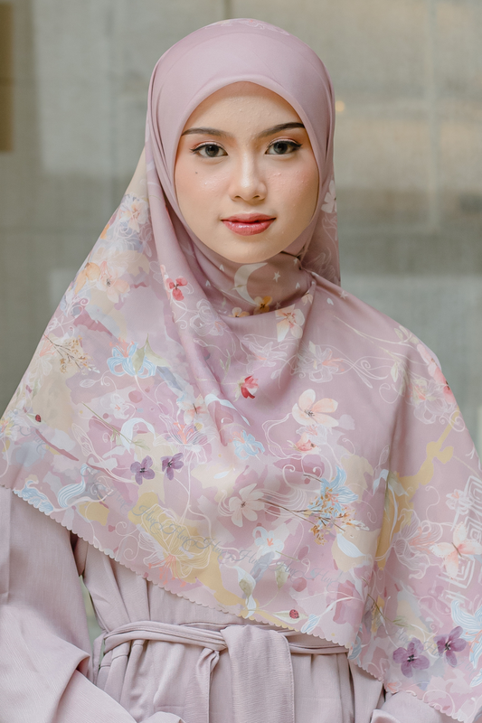 [ BUY 3 GET 1 FREE HIJAB ] Verbena - Scarf Square Premium Polycotton XL - Pink - VJ26.7