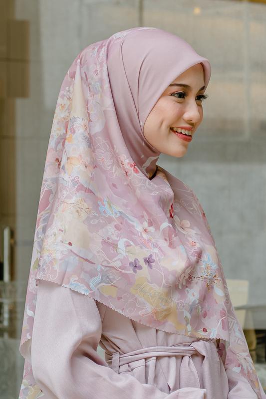 [ BUY 3 GET 1 FREE HIJAB ] Verbena - Scarf Square Premium Polycotton XL - Pink - VJ26.7
