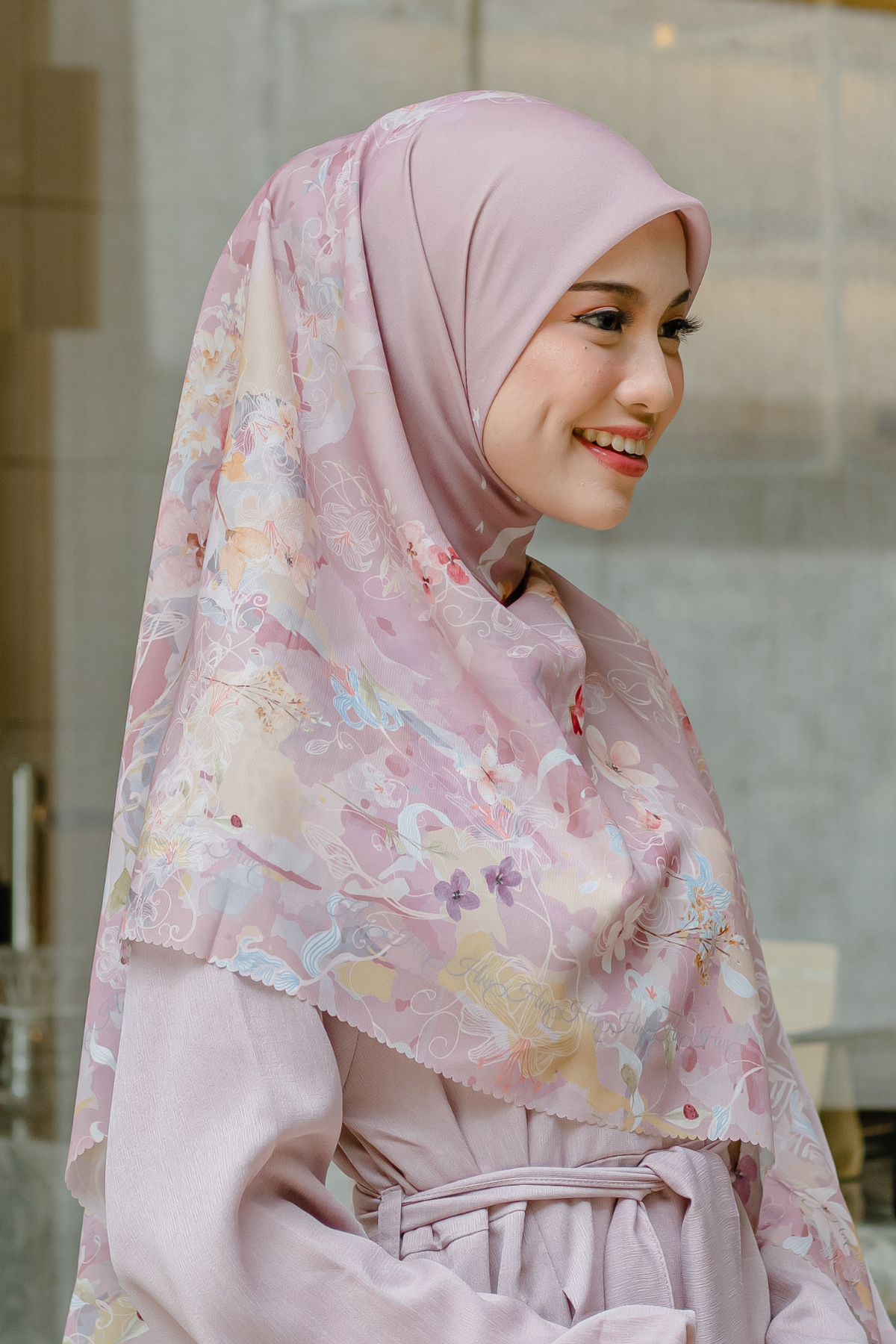 Verbena - Scarf Square Premium Polycotton XL - Pink - VJ26.7