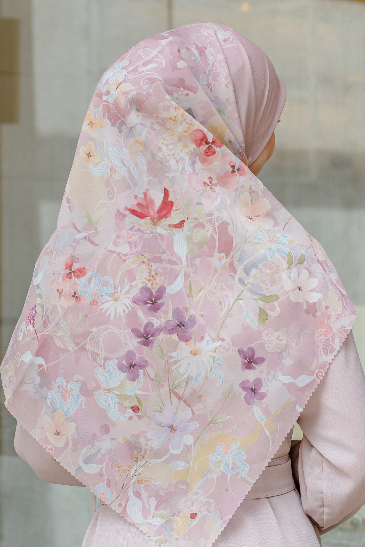 Verbena - Scarf Square Premium Polycotton XL - Pink - VJ26.7