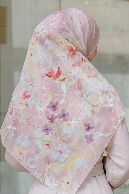 [ BUY 3 GET 1 FREE HIJAB ] Verbena - Scarf Square Premium Polycotton XL - Pink - VJ26.7