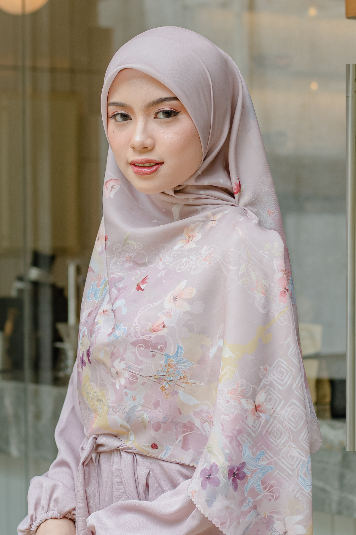 [ BUY 3 GET 1 FREE HIJAB ] Verbena - Scarf Square Premium Polycotton XL - Peach - VJ26.8