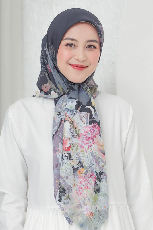[ BUY 3 GET 1 FREE HIJAB ] Verbena - Scarf Square British Voal - Black - VR26.1