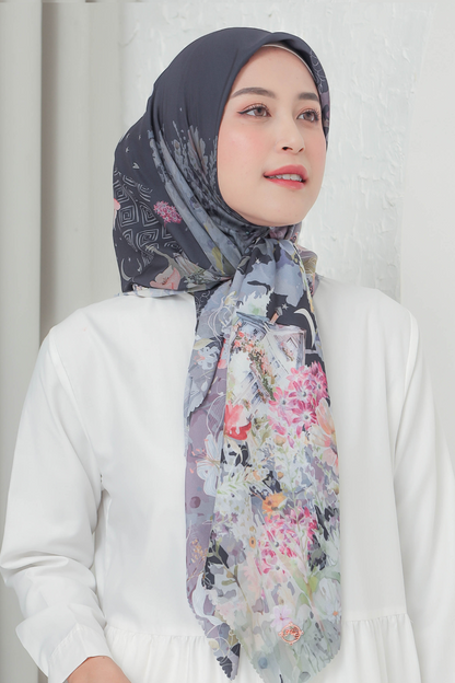 [ BUY 3 GET 1 FREE HIJAB ] Verbena - Scarf Square British Voal - Black - VR26.1