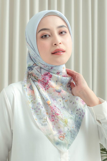 [ BUY 3 GET 1 FREE HIJAB ] Verbena - Scarf Square British Voal - Grey - VR26.12