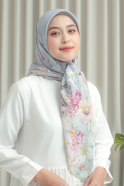 [ BUY 3 GET 1 FREE HIJAB ] Verbena - Scarf Square British Voal - Ash Grey - VR26.15