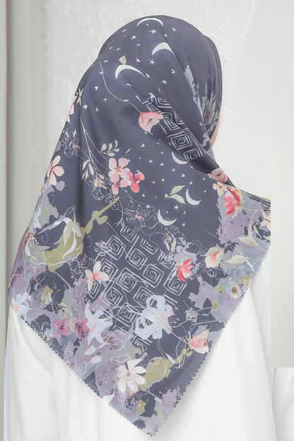 [ BUY 3 GET 1 FREE HIJAB ] Verbena - Scarf Square British Voal - Navy - VR26.2