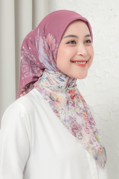 [ BUY 3 GET 1 FREE HIJAB ] Verbena - Scarf Square British Voal - Maroon - VR26.3