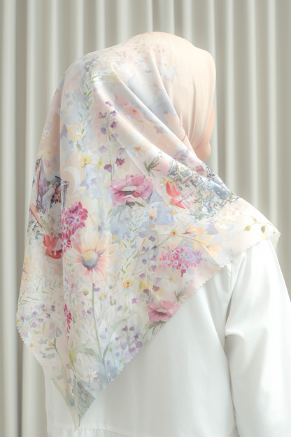 [ BUY 3 GET 1 FREE HIJAB ] Verbena - Scarf Square British Voal - Sand - VR26.5