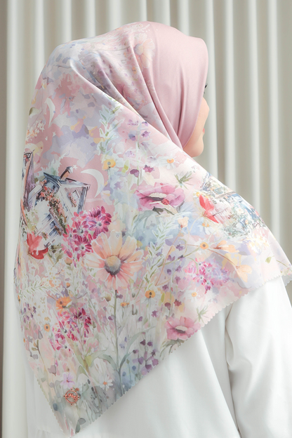 [ BUY 3 GET 1 FREE HIJAB ] Verbena - Scarf Square British Voal - Pink - VR26. 7