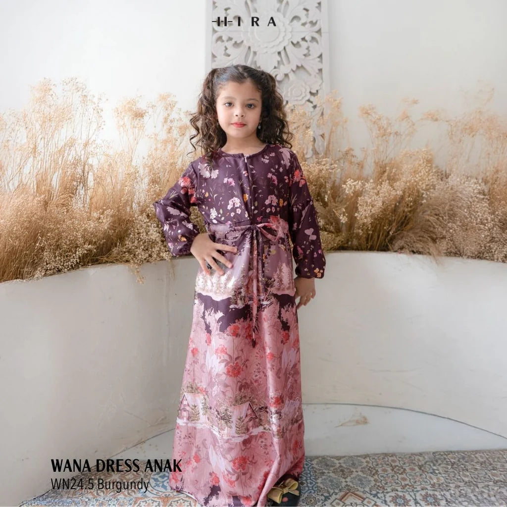Wana Dress Anak Family Set | Sarimbit Lebaran - WN24.5 - Burgundy