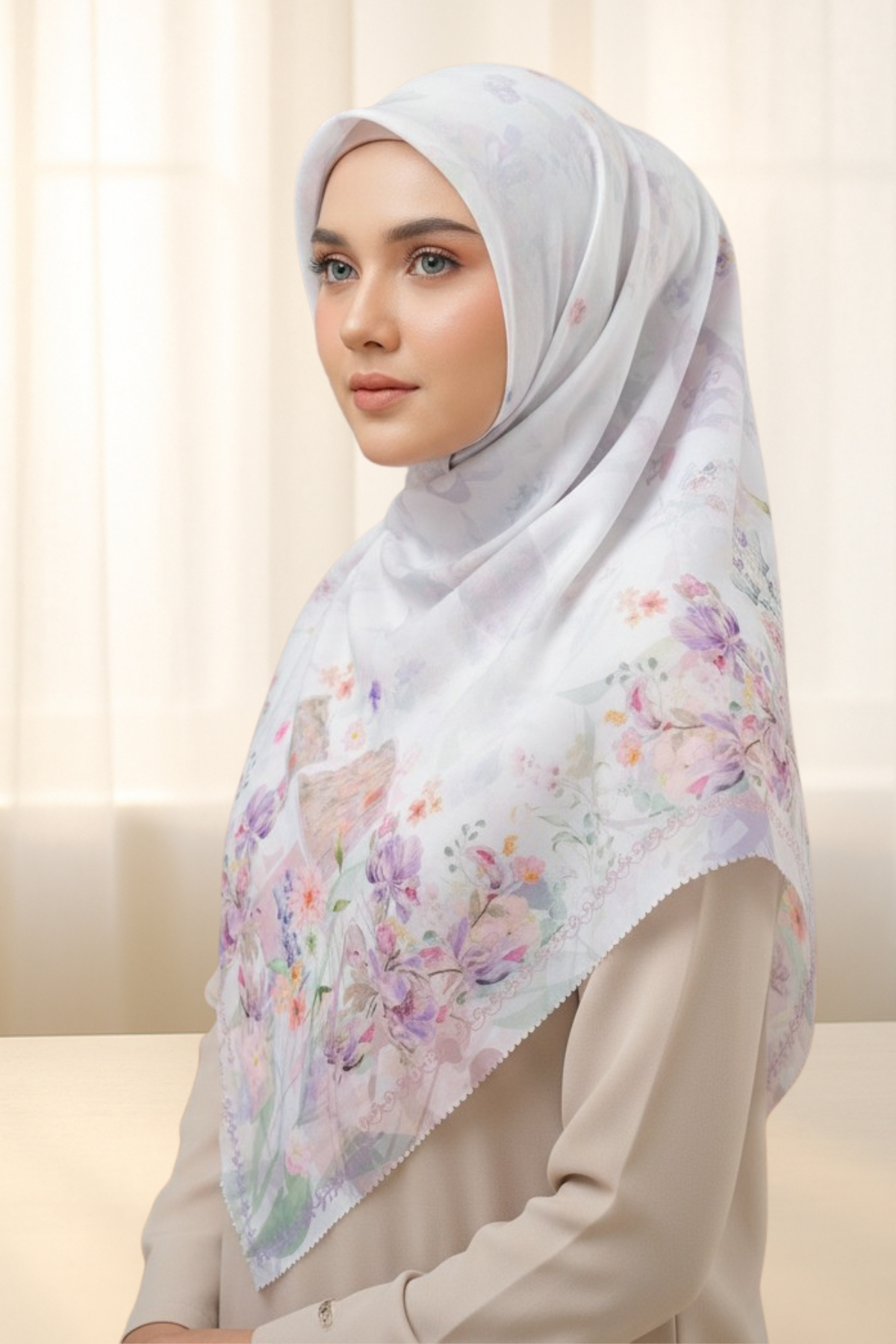 Leaf Kafa Scarf - KF30.11 VK30.11 JF30.11 White