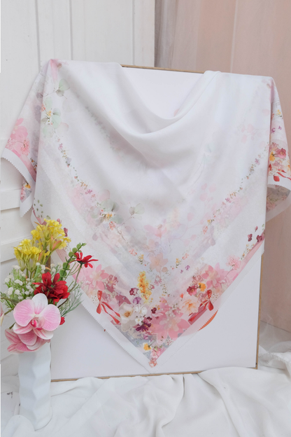 Leaf Rahma Scarf - AM31.10 AC31.10 HJ31.10 White