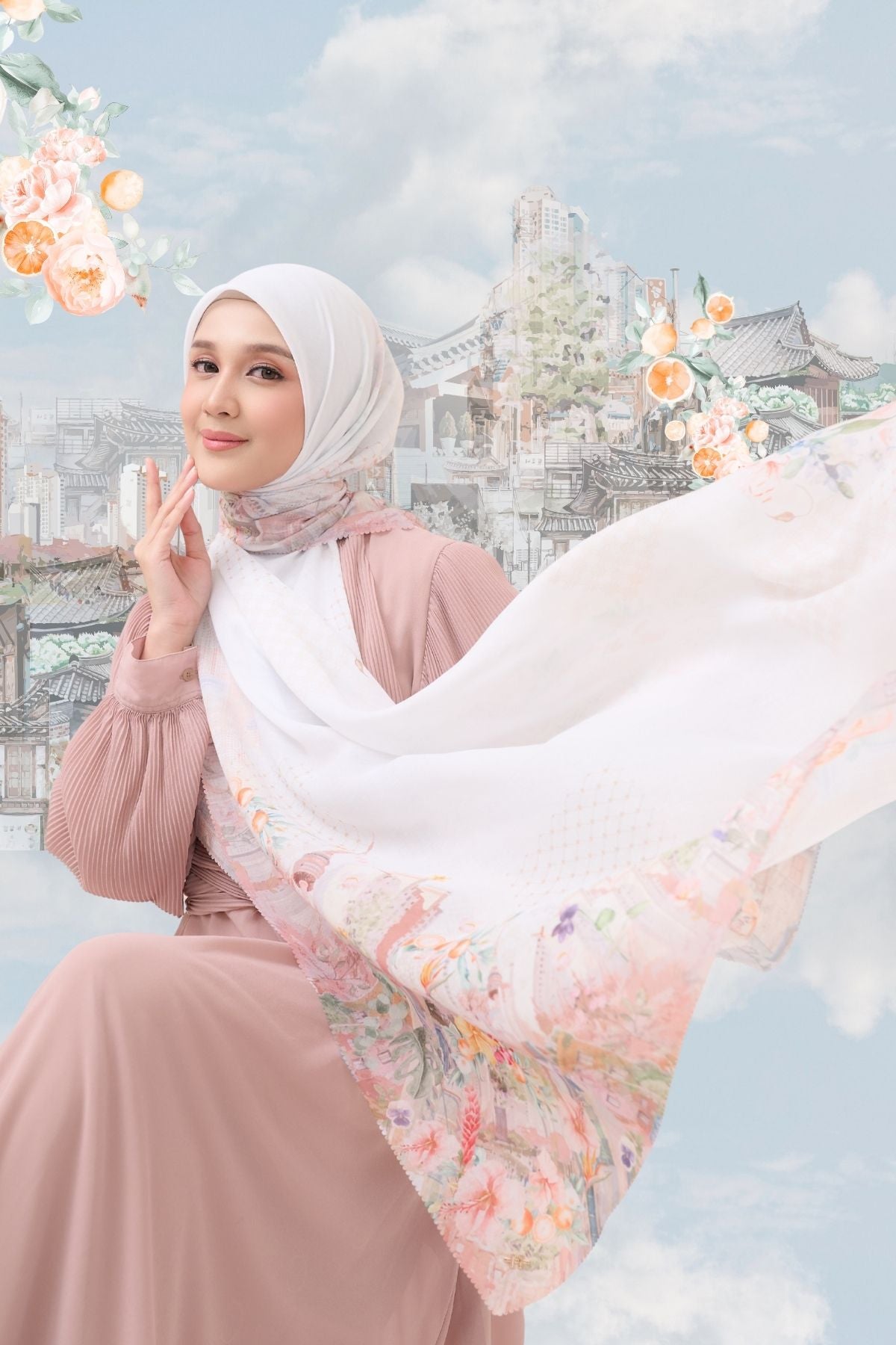 [ BUY 3 GET 1 FREE HIJAB ] Tangerine Scarf - ST16.4 TV16.4 TJ16.4 Winter White