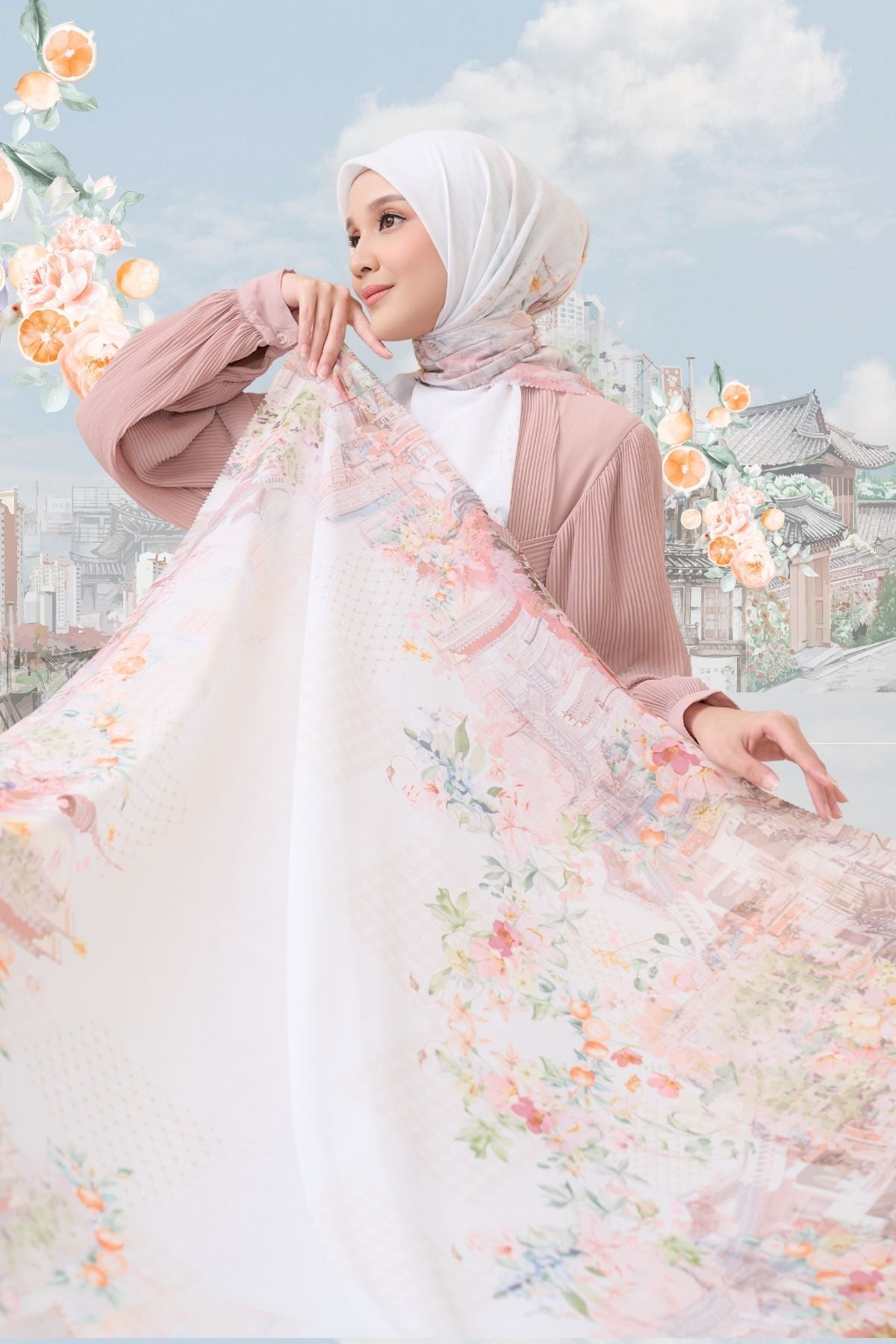 [ BUY 3 GET 1 FREE HIJAB ] Tangerine Scarf - ST16.4 TV16.4 TJ16.4 Winter White