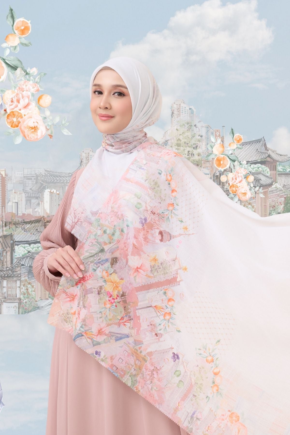 [ BUY 3 GET 1 FREE HIJAB ] Tangerine Scarf - ST16.4 TV16.4 TJ16.4 Winter White
