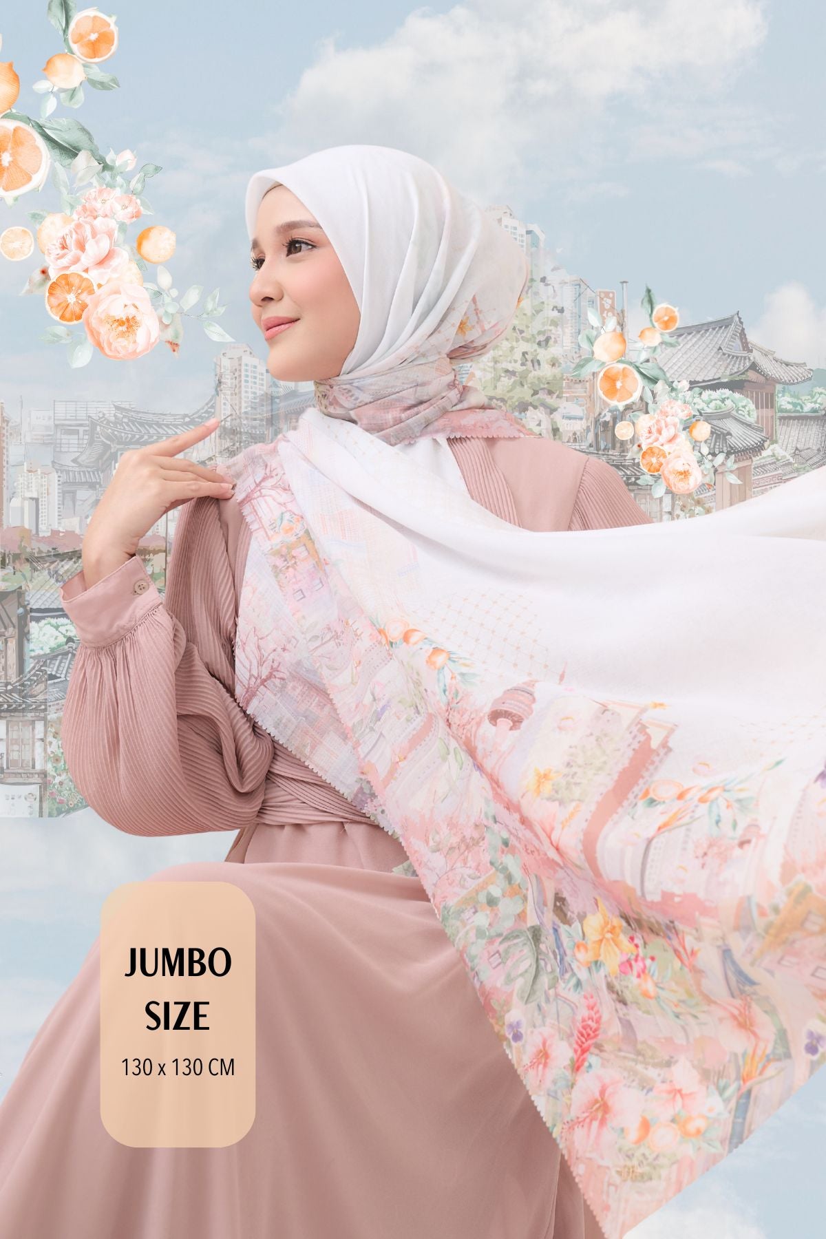 [ BUY 3 GET 1 FREE HIJAB ] Tangerine Scarf Jumbo - TJ16.4 Winter White