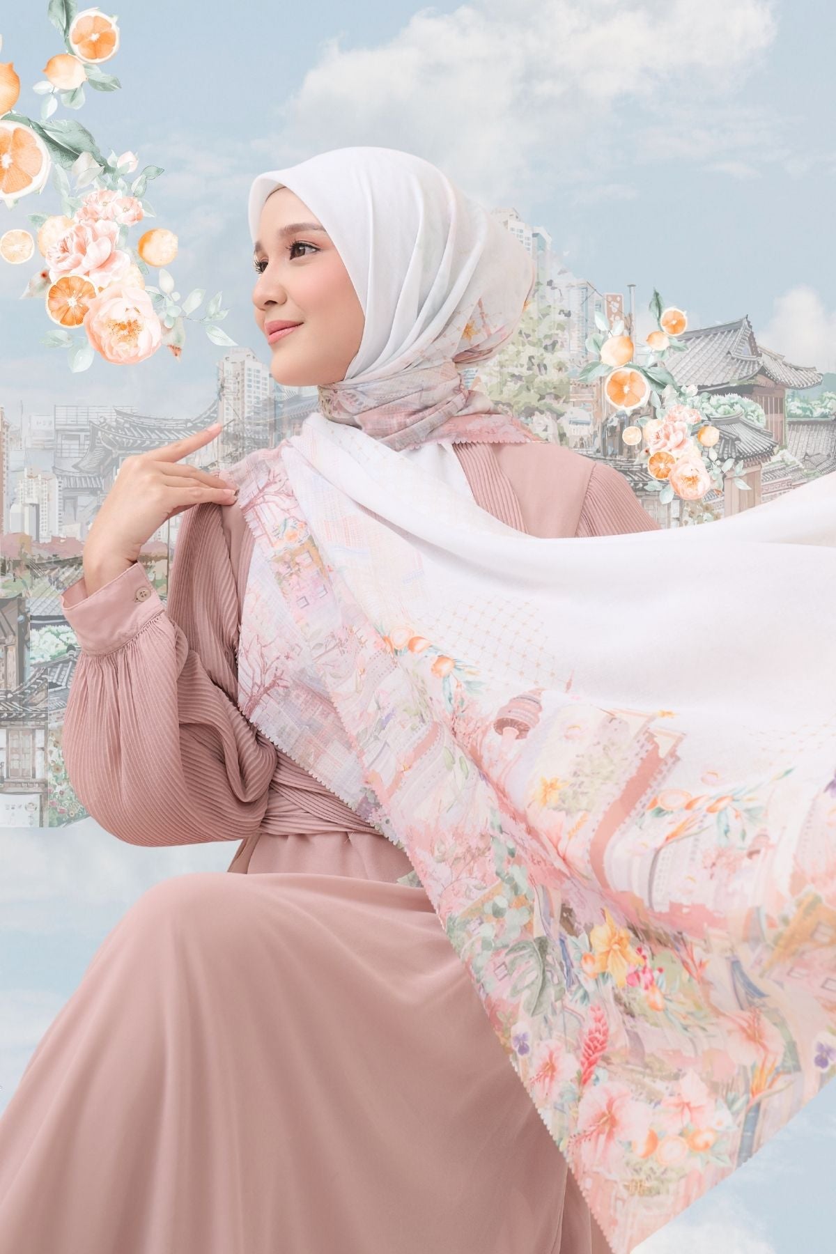 [ BUY 3 GET 1 FREE HIJAB ] Tangerine Scarf - ST16.4 TV16.4 TJ16.4 Winter White